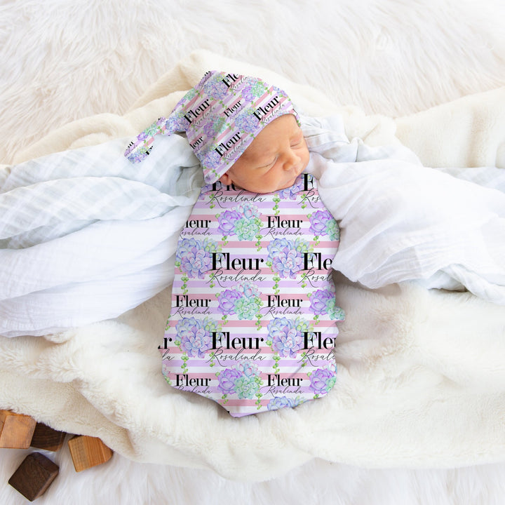 Personalized Succulent Garden Swaddle Blanket Easy Basic Creations