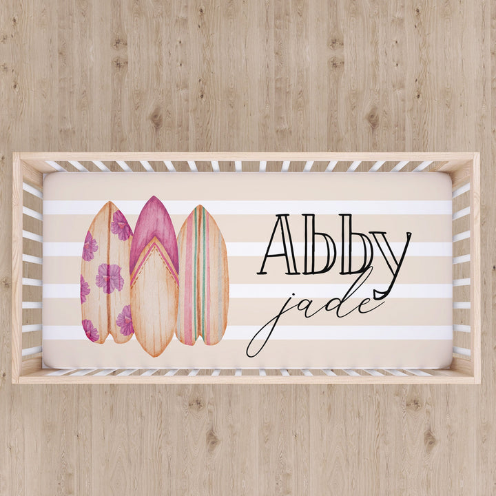 Surfboard Custom Name Crib Sheet Easy Basic Creations