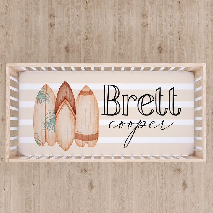 Surfboard Custom Name Crib Sheet Easy Basic Creations