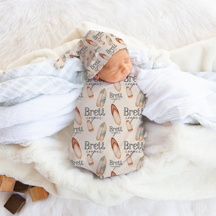 Personalized Surfboard Swaddle Blanket Easy Basic Creations