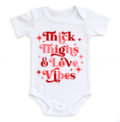 Thick Thighs And Love Vibes Bodysuit Easy Basic Creations