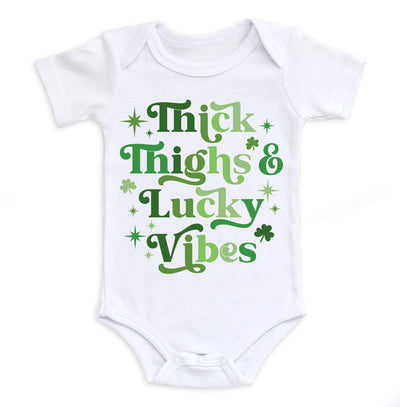 Thick Thighs And Lucky Vibes Bodysuit Easy Basic Creations