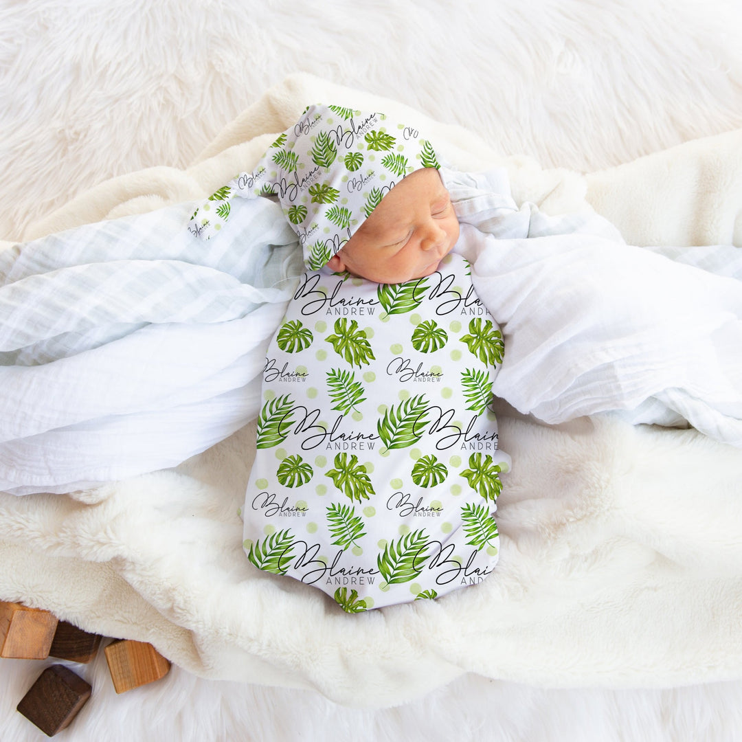 Tropical Palm Leaves Swaddle Blanket Easy Basic Creations