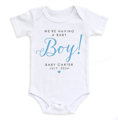 We're Having A Baby Boy Blue Bodysuit Easy Basic Creations Shop