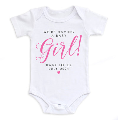 We're Having A Baby Girl Pink Bodysuit Easy Basic Creations
