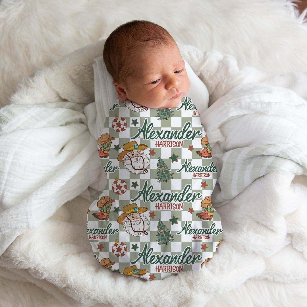 Western Santa Swaddle Blanket Easy Basic Creations