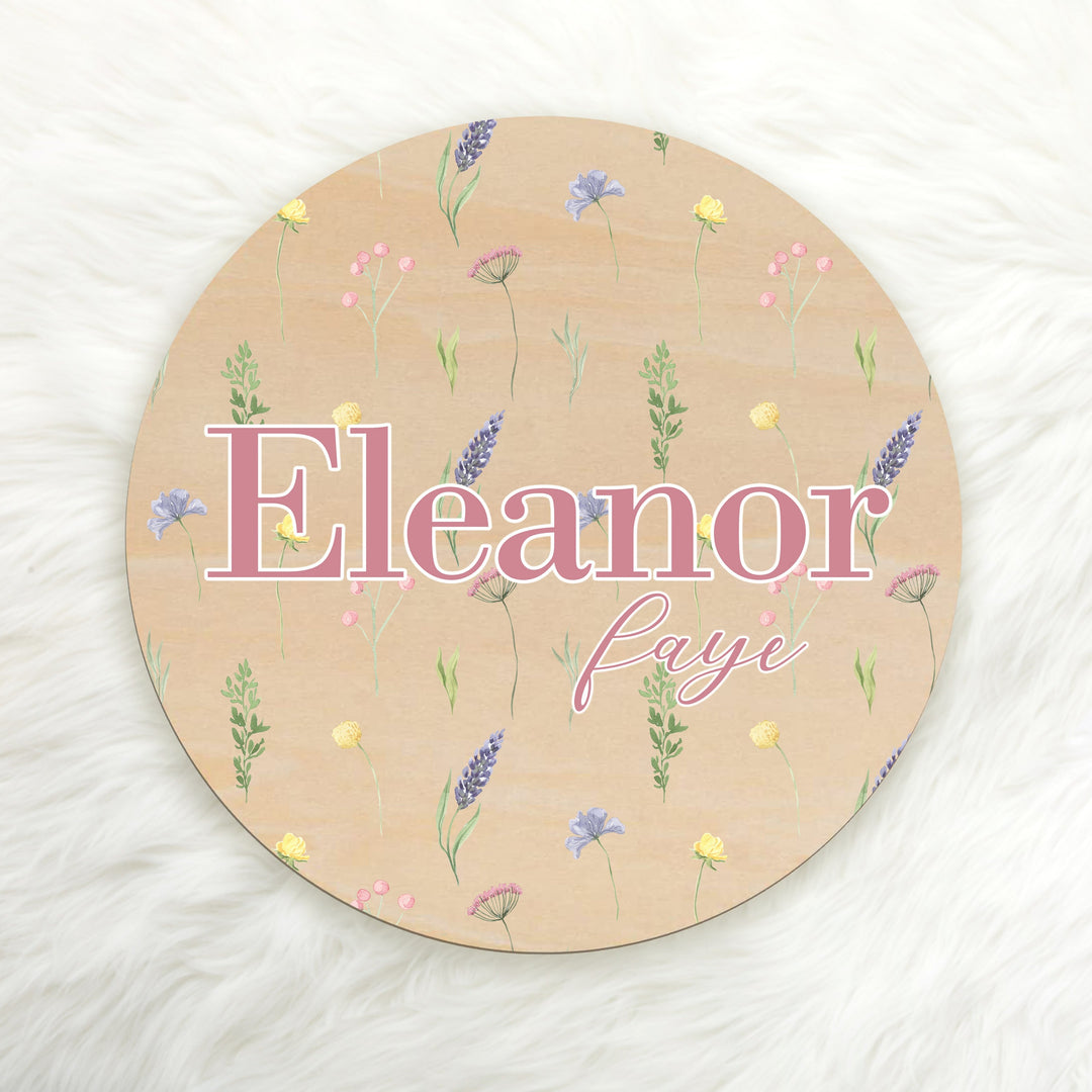 Wildflower Custom Name Wood Round Easy Basic Creations