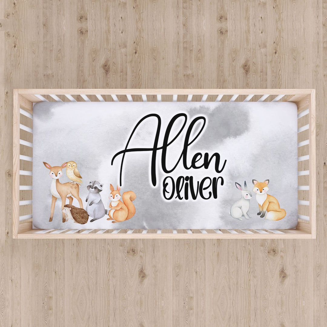 Woodland Animal Custom Name Crib Sheet Easy Basic Creations