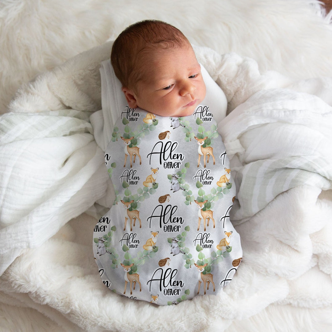 Personalized Woodland Swaddle Blanket Easy Basic Creations