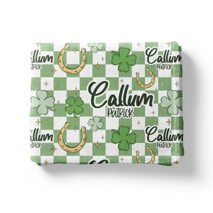 Shamrock Checkered Custom Name Blanket Easy Basic Creations