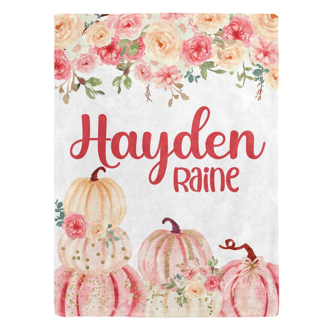 Pink Pumpkin Patch Custom Name Blanket Easy Basic Creations Shop