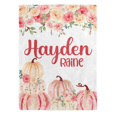 Pink Pumpkin Patch Custom Name Blanket Easy Basic Creations Shop