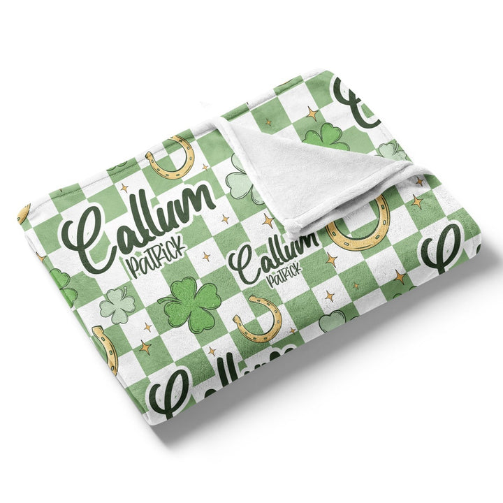 Shamrock Checkered Custom Name Blanket Easy Basic Creations