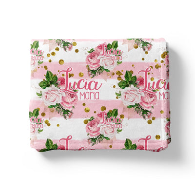 Pink Rose Garden Custom Name Blanket Easy Basic Creations