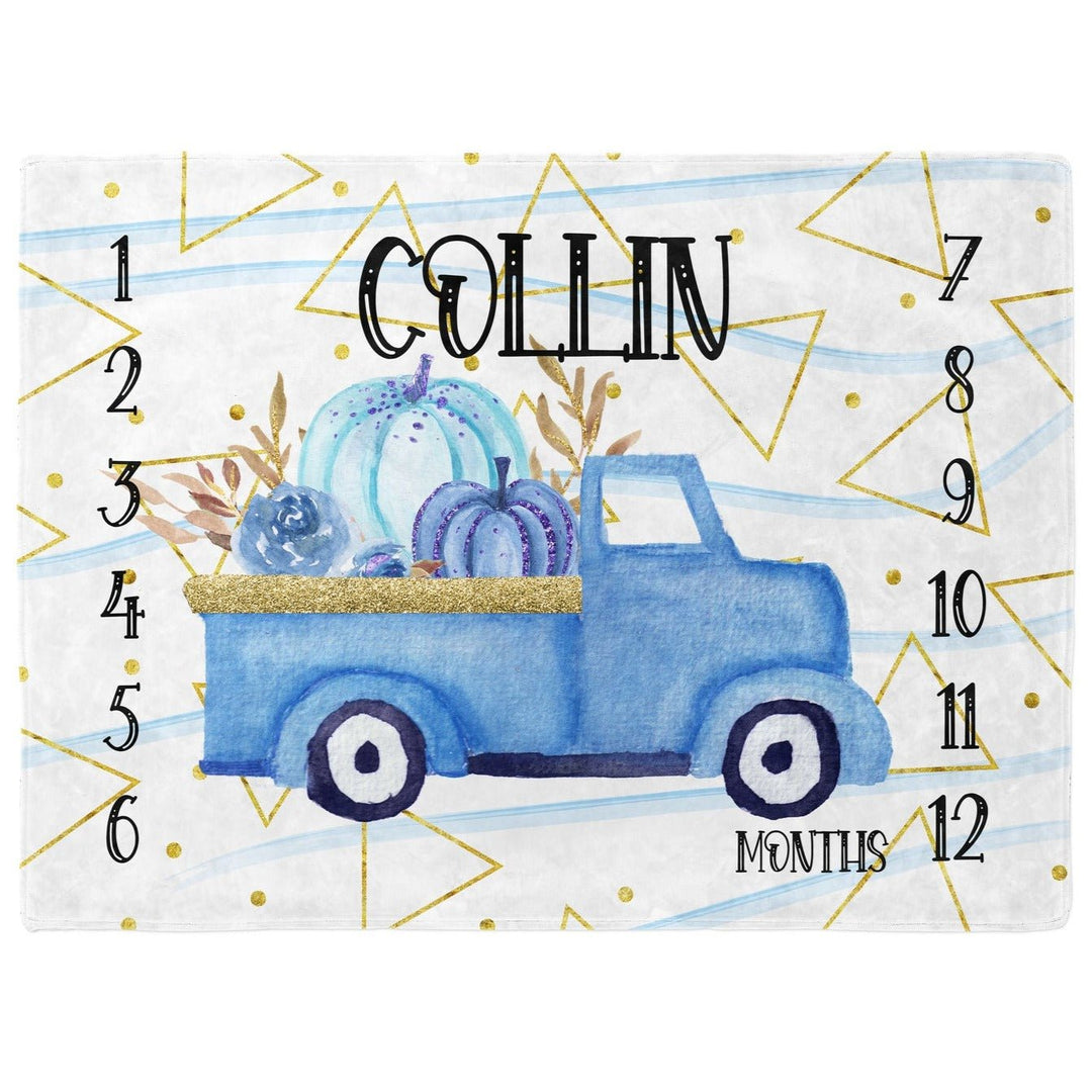 Blue Truck Pumpkin Patch Milestone Blanket Easy Basic Creations