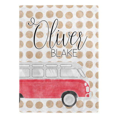 Hippie Van Custom Name Blanket Easy Basic Creations
