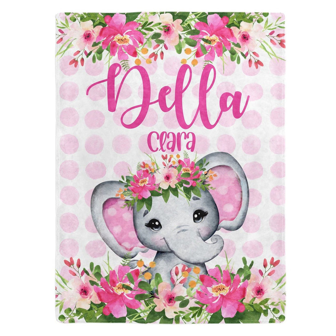 Elephant Girl Custom Name Blanket Easy Basic Creations