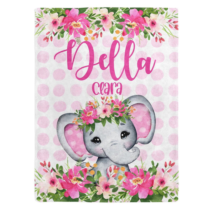 Elephant Girl Custom Name Blanket Easy Basic Creations