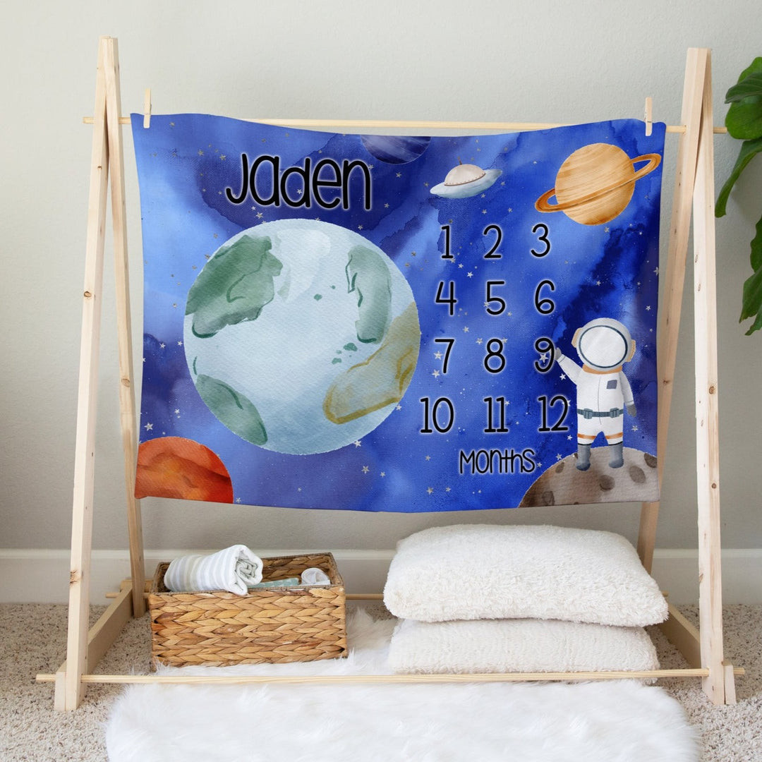 Space Astronaut Milestone Blanket Easy Basic Creations Shop