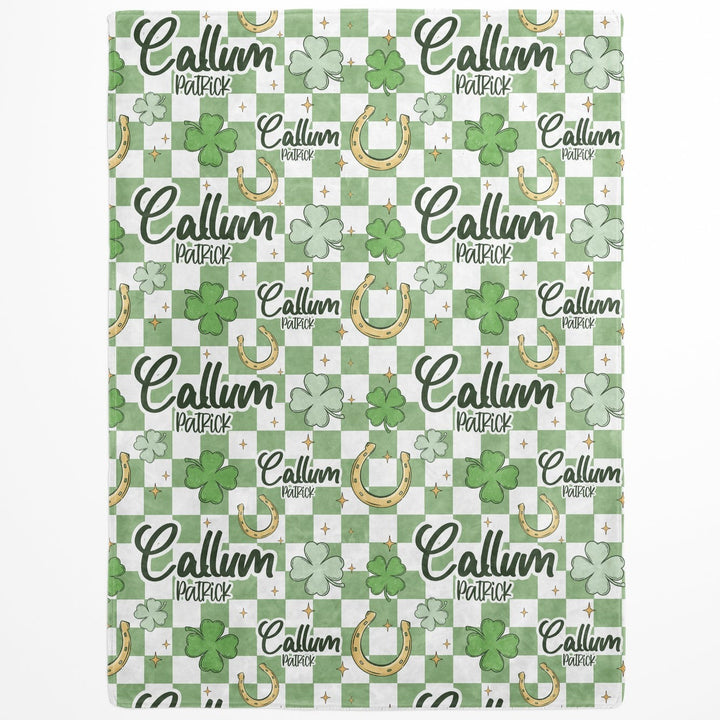 Shamrock Checkered Custom Name Blanket Easy Basic Creations