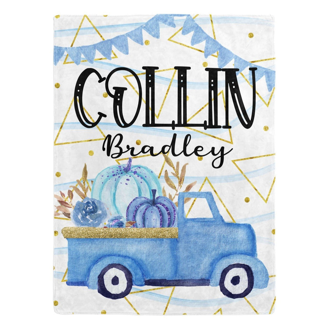 Blue Truck Pumpkin Patch Custom Name Blanket Easy Basic Creations Shop