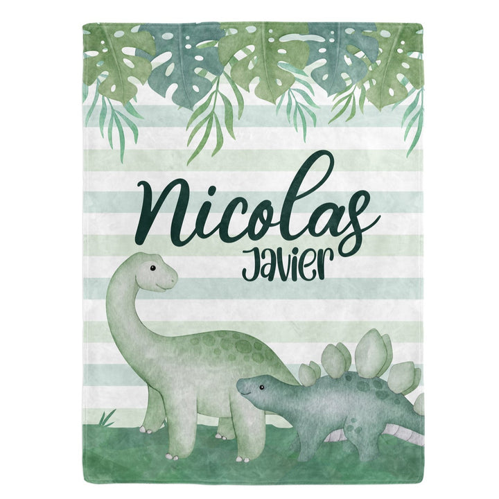 Sage Dinosaur Custom Name Blanket Easy Basic Creations