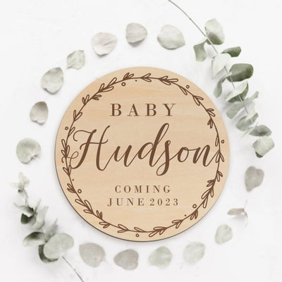 Wreath Baby Name Announcement Wood Round Easy Basic Creations