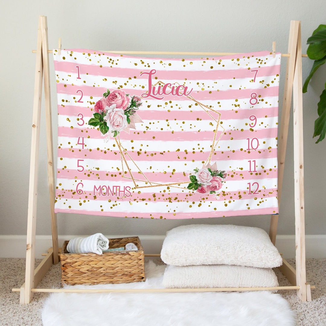 Pink Rose Garden Milestone Blanket Easy Basic Creations