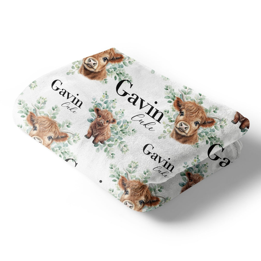 Highland Cow Custom Name Blanket Easy Basic Creations