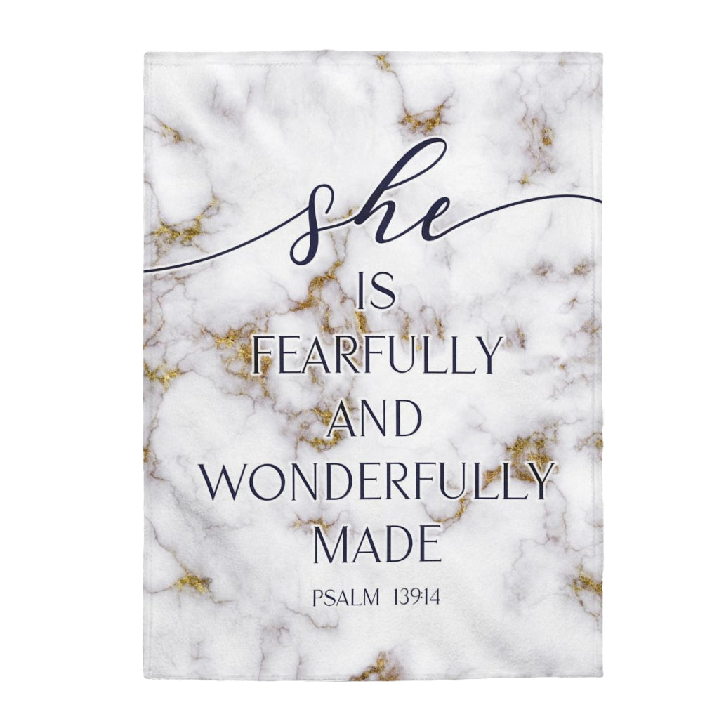 She is Fearfully and Wonderfully Made Psalm 139:14 Blanket - Easy Basic Creations