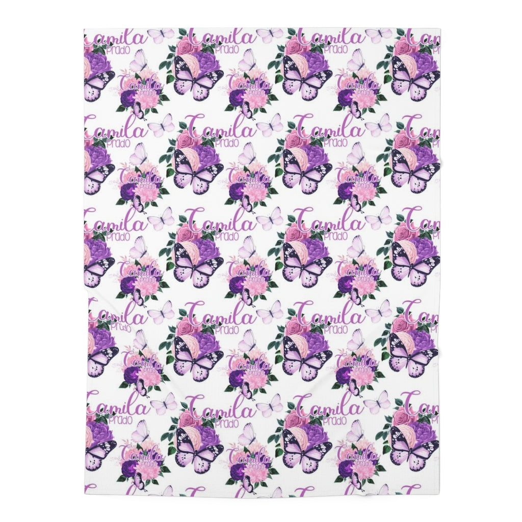 Personalized Purple Butterfly Garden Swaddle Blanket - Easy Basic Creations