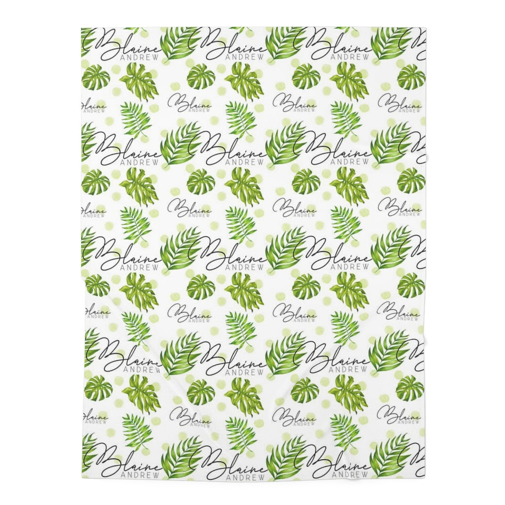 Tropical Palm Leaves Swaddle Blanket Easy Basic Creations