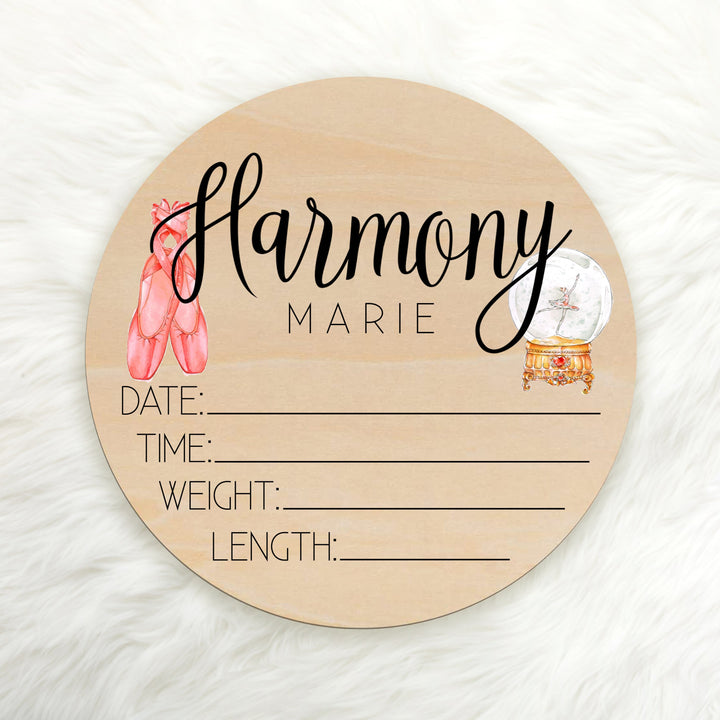 Ballerina Birth Stat Sign Easy Basic Creations