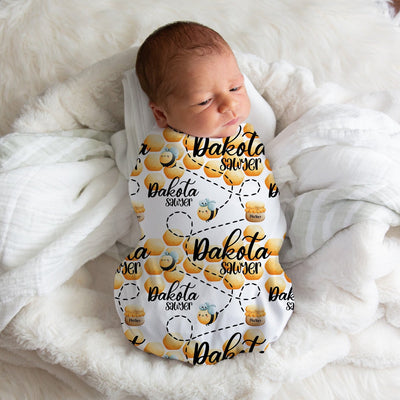 Personalized Bumble Bee Swaddle Blanket Easy Basic Creations