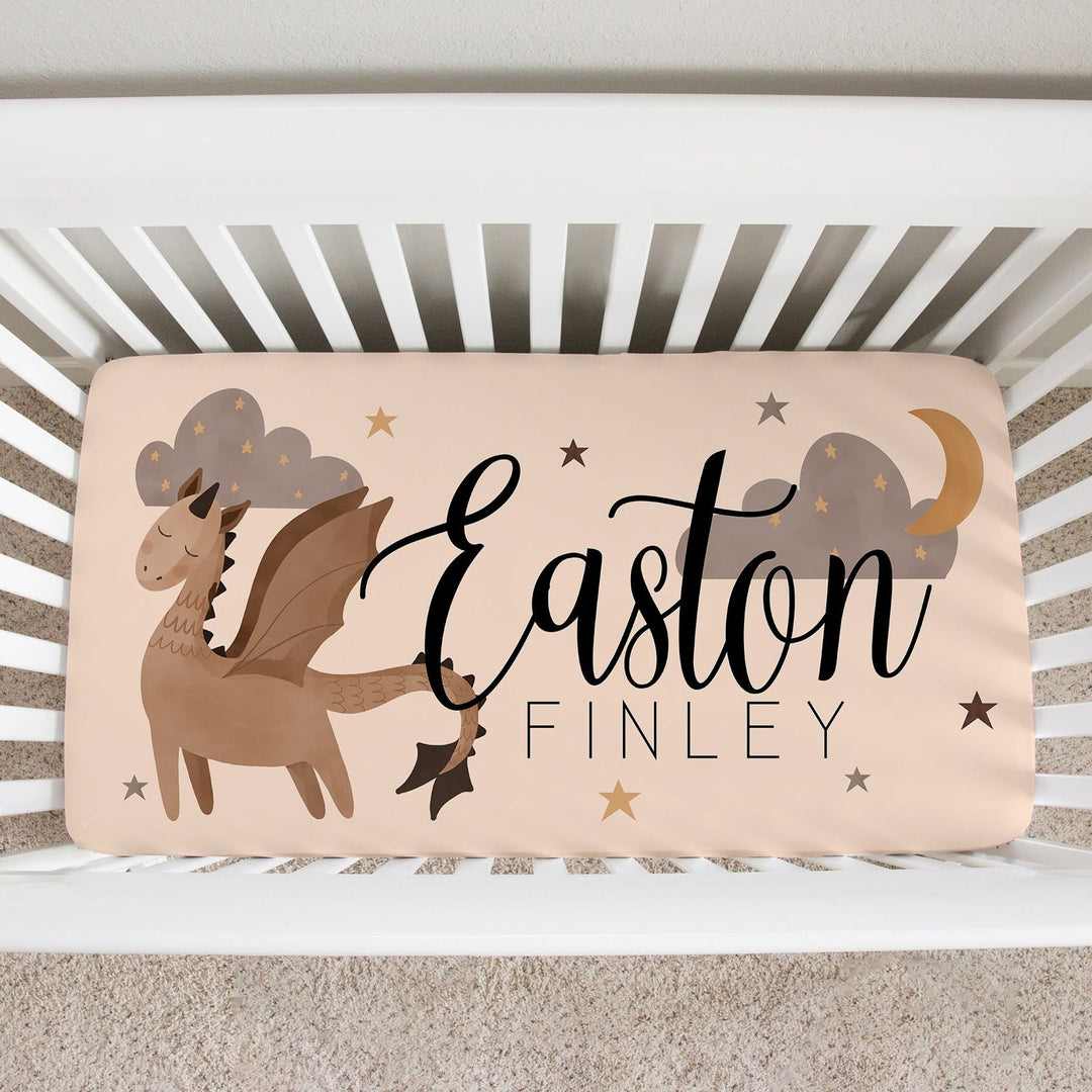 Boho Dragon Custom Name Crib Sheet Easy Basic Creations