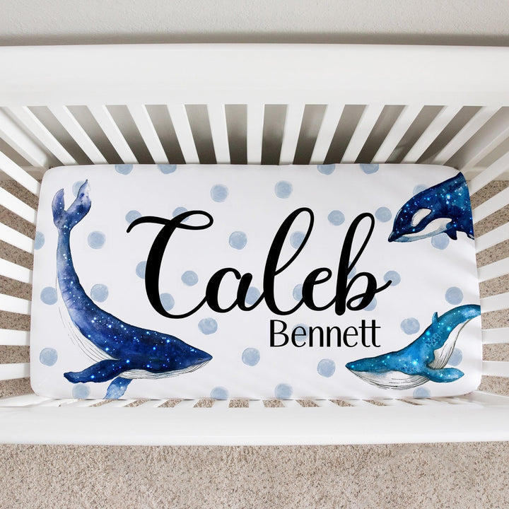 Galaxy Whales Custom Name Crib Sheet Easy Basic Creations