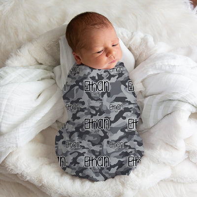 Personalized Gray Camo Swaddle Blanket Easy Basic Creations