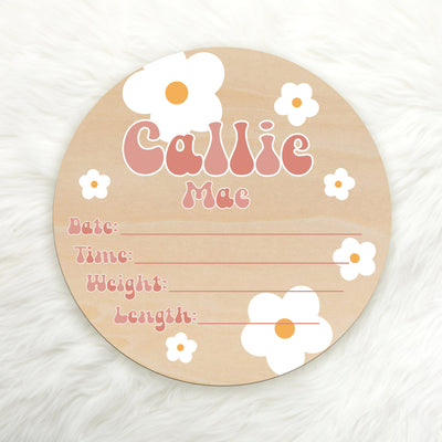 Groovy Pink Daisy Birth Stat Sign Easy Basic Creations