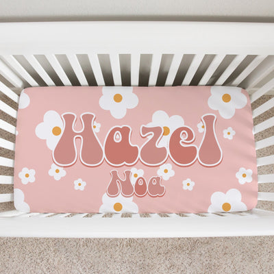 Pink Daisy Custom Name Crib Sheet Easy Basic Creations