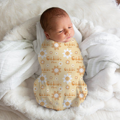 Personalized Groovy Daisy Swaddle Blanket Easy Basic Creations