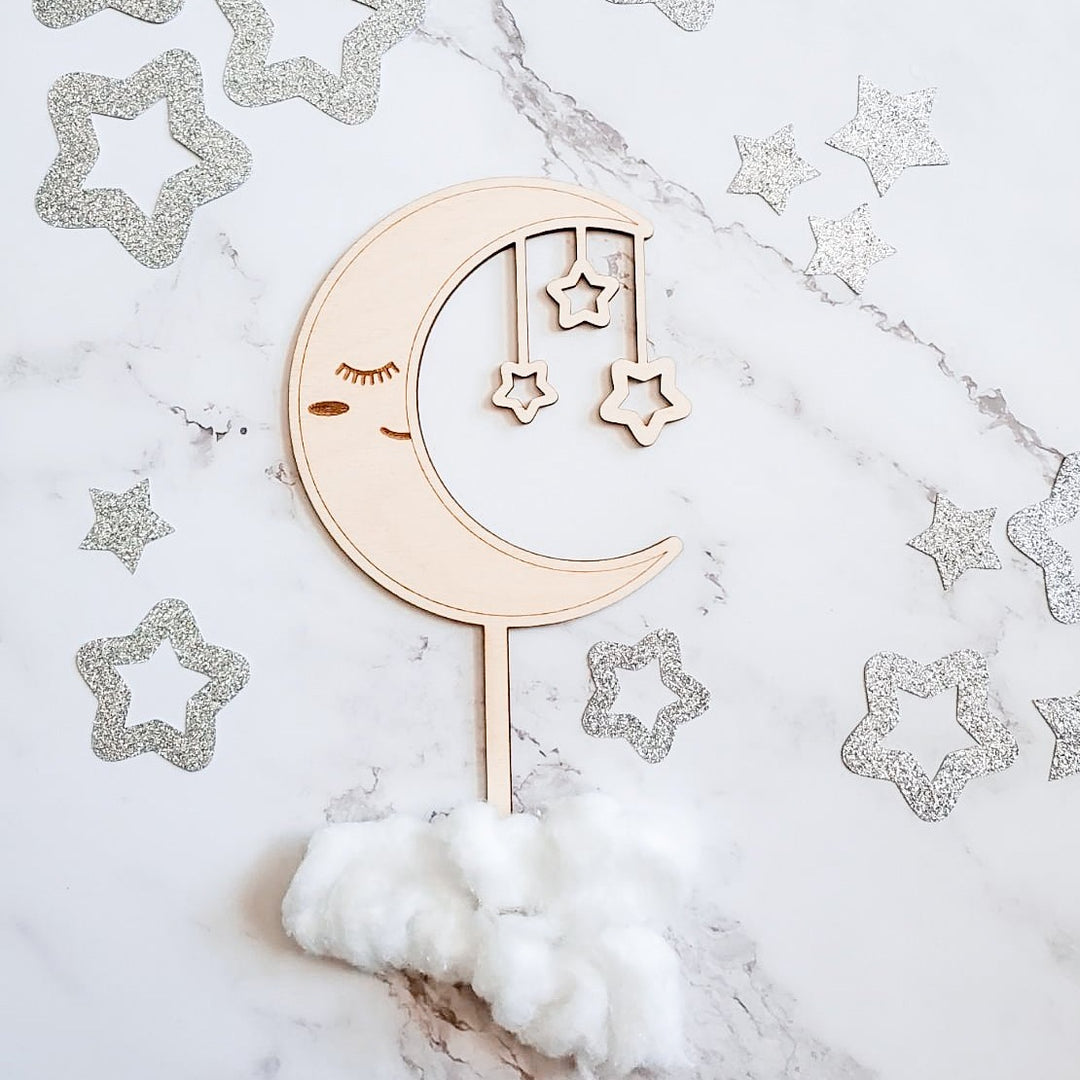 Sleepy Moon Cake Topper - Easy Basic Creations