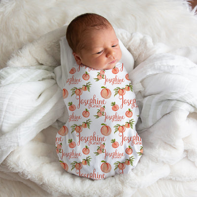 Personalized Peach Swaddle Blanket - Easy Basic Creations