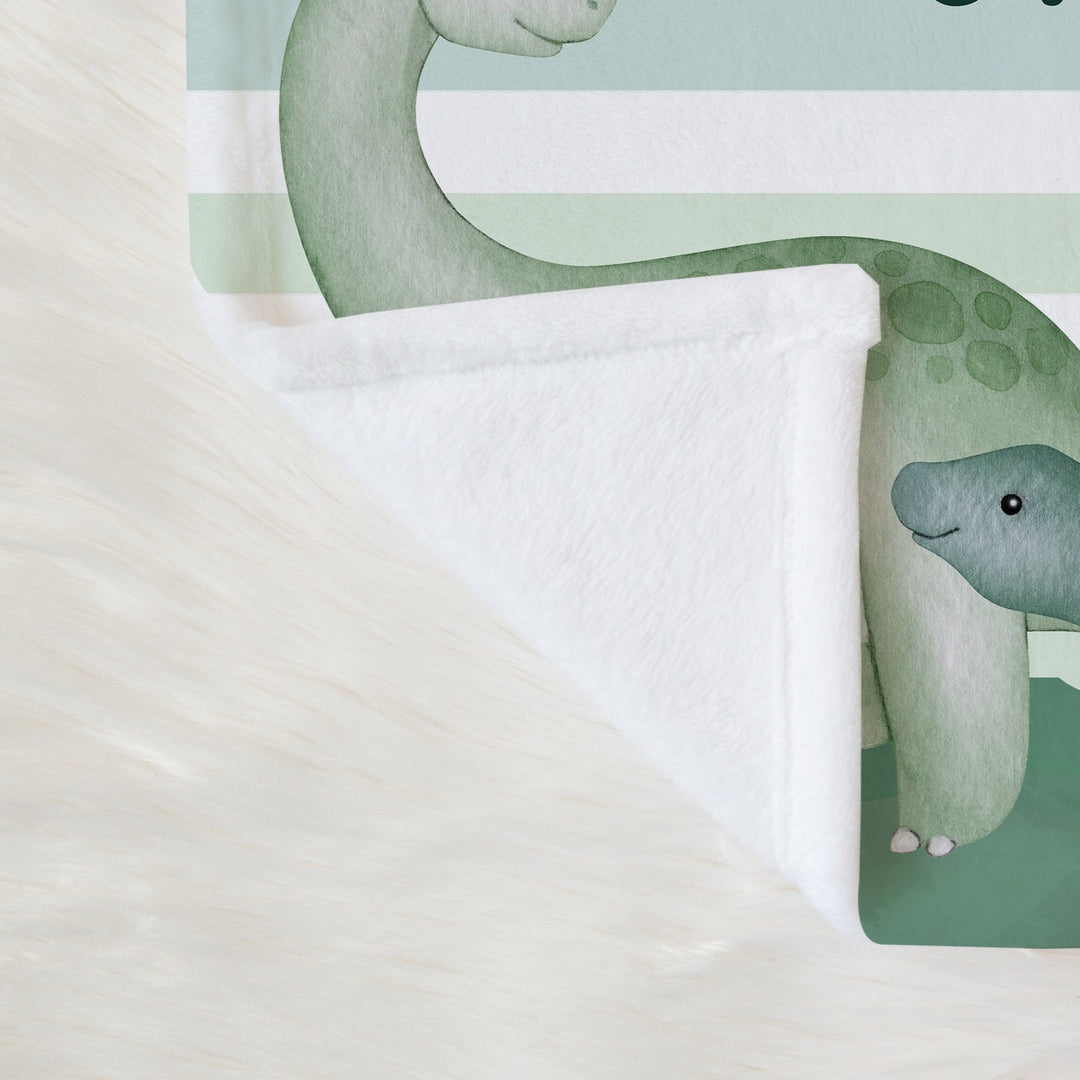 Sage Dinosaur Custom Name Blanket Easy Basic Creations