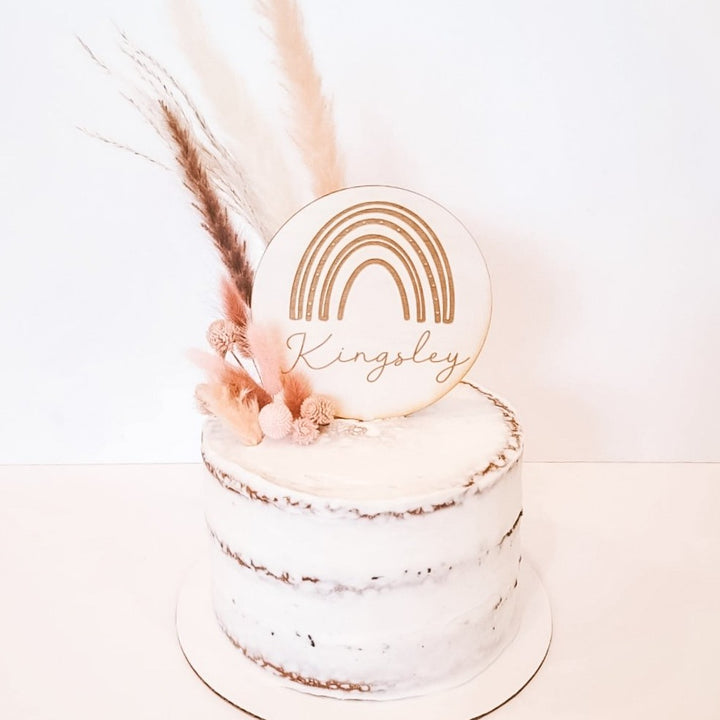 Personalized Boho Rainbow Cake Topper - Easy Basic Creations