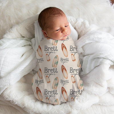 Personalized Surfboard Swaddle Blanket Easy Basic Creations