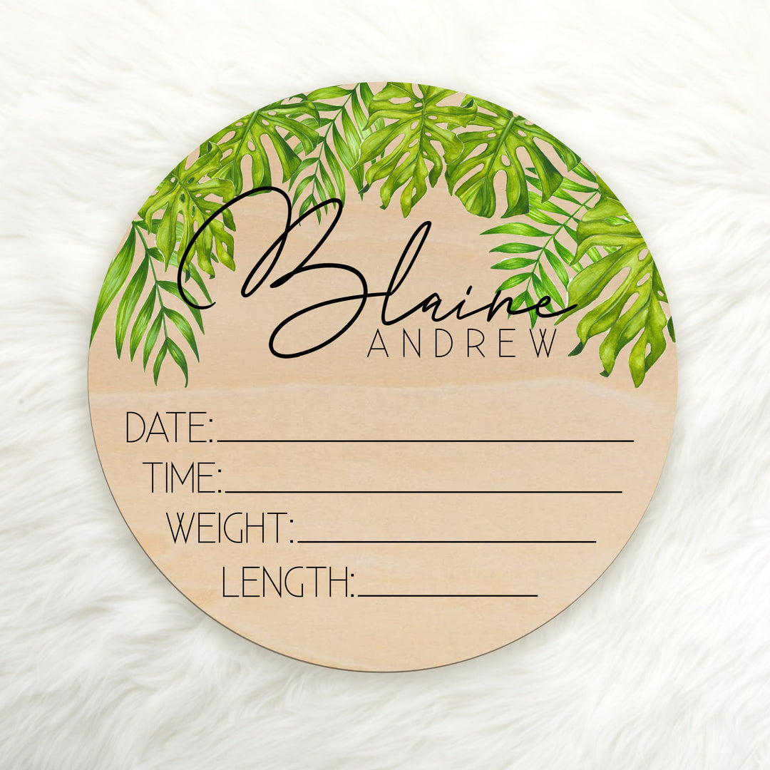 Tropical Palm Leaves Birth Stat Sign Easy Basic Creations