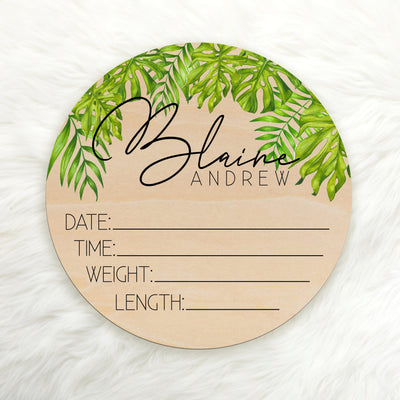 Tropical Palm Leaves Birth Stat Sign Easy Basic Creations