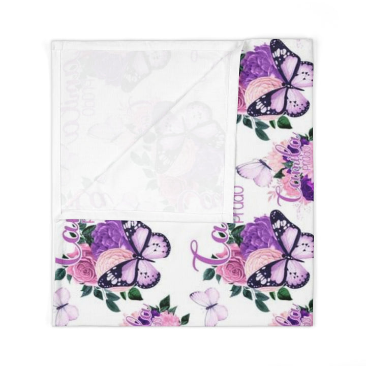 Personalized Purple Butterfly Garden Swaddle Blanket - Easy Basic Creations