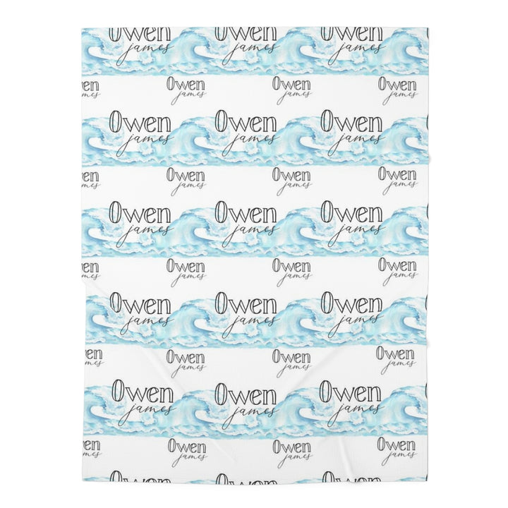 Personalized Ocean Waves Swaddle Blanket - Easy Basic Creations