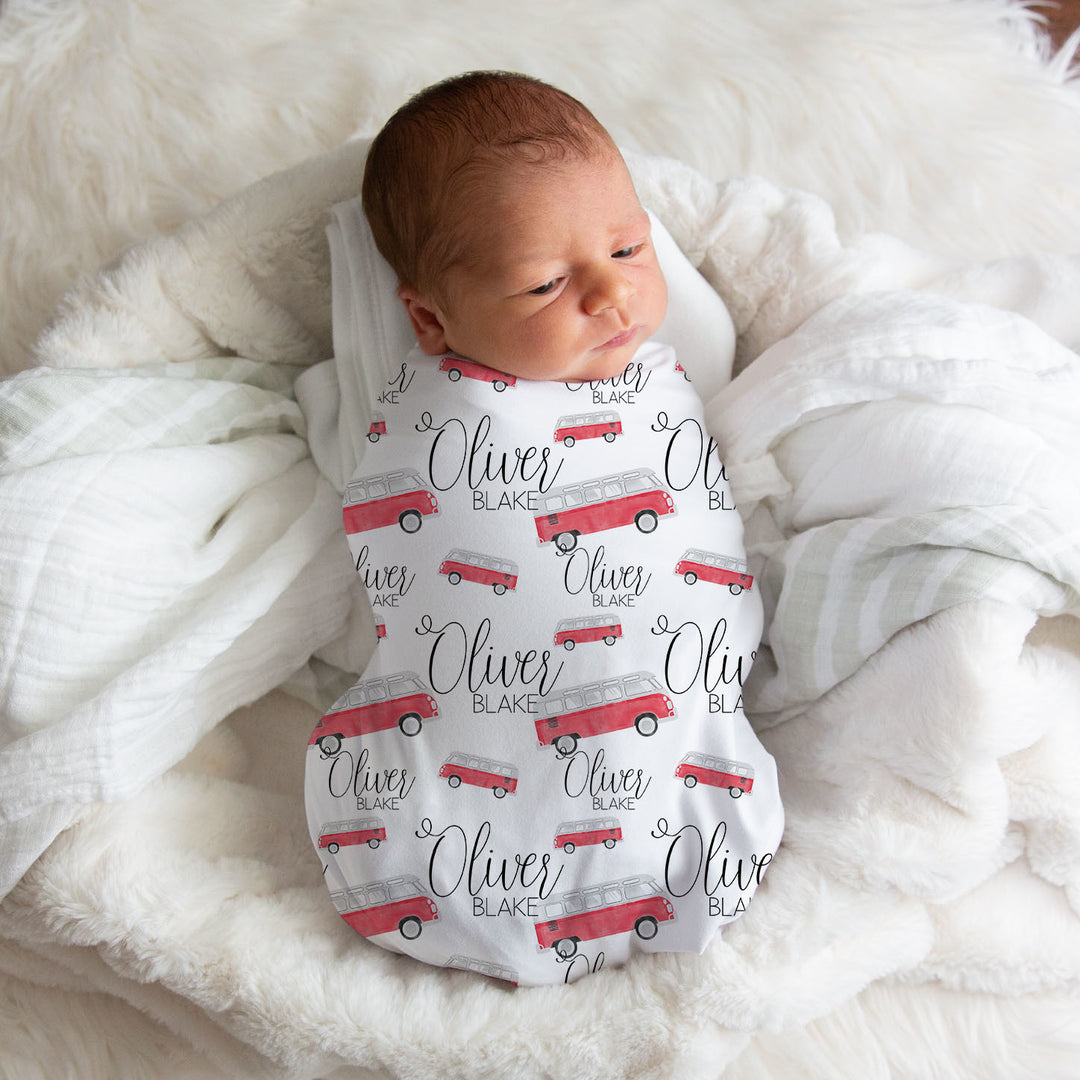 Personalized Hippie Van Swaddle Blanket - Easy Basic Creations